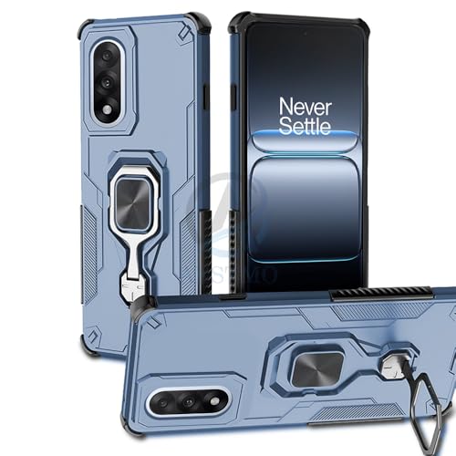 Image of AESTMO Armor Back Cover for OnePlus Nord 5 5G | Ring Holder & Kickstand & Camera Protection in-Built | 360 Degree Protection Back Case Cover (Blue)