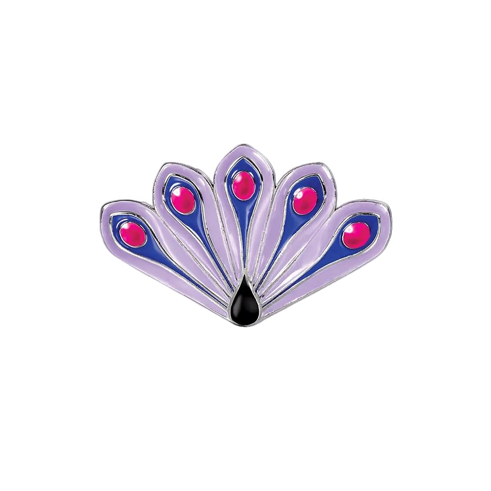Miraculous Ladybug - Peacock Charged Brooch, Stainless Steel,Dark Blue,Pink,Purple