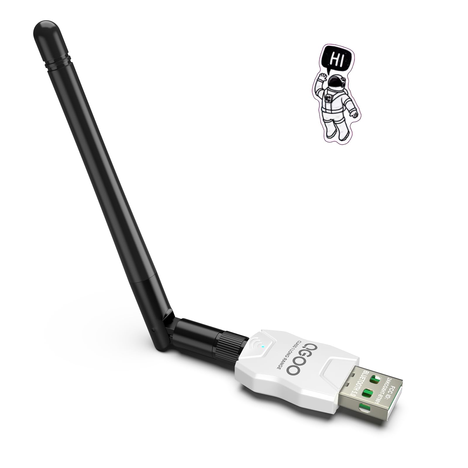 Class 1 Long Range Bluetooth Adapter for PC, QGOO USB Bluetooth Adapter for PC 5.3+EDR, Bluetooth Dongle Bluetooth Receiver Support Windows10/8.1/8/7?white-189?