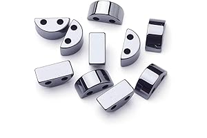 100Pcs Black Hematite Half Round Beads (2 Strands, NOT Tiny Magnetic)