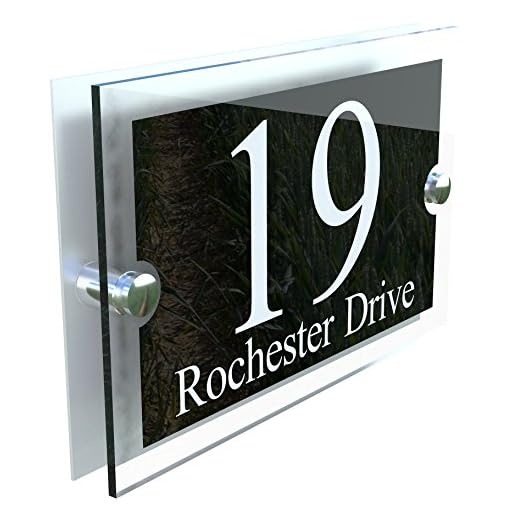 Paramount Modern acrylic house sign with Black Inset | 10 year Genuine Perspex | UV Printed | Full Fitting Kit | FREE UK POSTAGE - PARA5-2WB