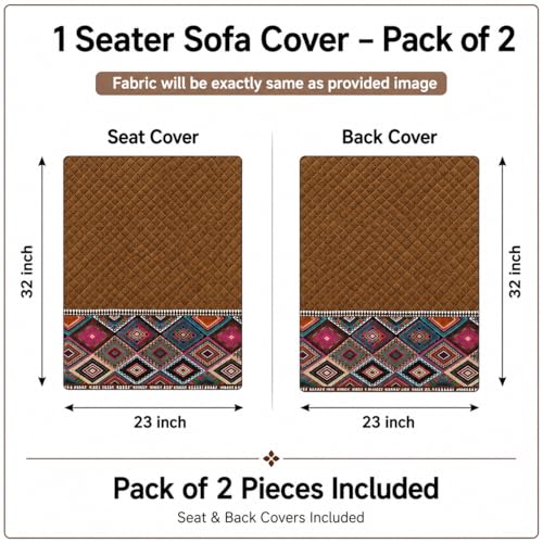 Image of KINGLY Sofa Cover 1 Seater Fully Covered | Stretchable Anti-Slip Slipcover | Washable Furniture Protector | Royal Gold | Set of 2 | Seat & Back |