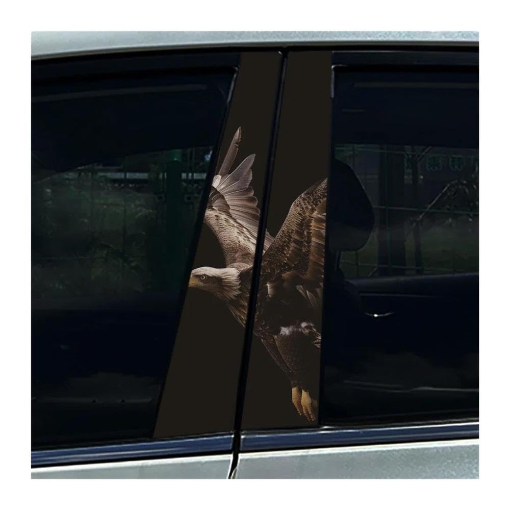 Body Parts 2PCS Soaring Bald Eagle Car B-Pillar Stickers Car Center Column Waterproof Decals(E)