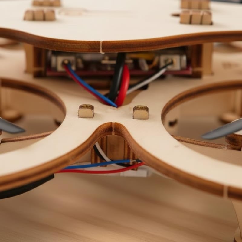 DIY Wooden Drone Building Kit, Wooden Crafts DIY Brain Teaser Puzzle, Wooden Building Blocks Flying Toys Assembled Kit, Remote Control 3D Building Blocks Quadcopter (1PCS)