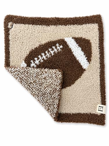 Image of USA Football Baby Lovey Pacifier /Teether Holder 10 inchx10 inch - DreamSoft Plush Fluffy Cuddly Soothie Reversible Mini Comfort Blanket - Cute Newborn Gift Babies Boys Girls (Brown /Tan)