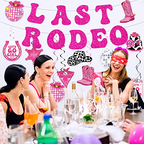 Image of Last Rodeo Birthday Party Decorations - NOVBAUB 26PCS Preppy Disco Party Swirls Bachelorette Party Decorations Let's Go Girls Cowgirl Hanging Swirls Whirl Streamers Party Decor for Women
