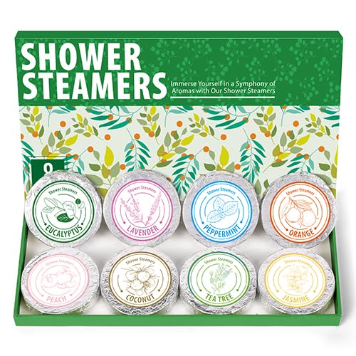 Shower Steamers Aromatherapy - Christmas Gifts for women 8 Pack Pure Essential Oil Shower Bombs for Home Spa Bath Self Care, Gift Set Stress Relief and Relaxation Gifts for Her Stocking Stuffers Green