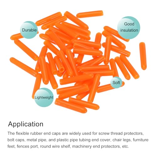 Image of MECCANIXITY 50pcs 2mm Rubber End Caps Cover PVC Vinyl Screw Thread Protector Round Wire Shelf Caps for Screw Bolt Pipe Fence Post, Orange