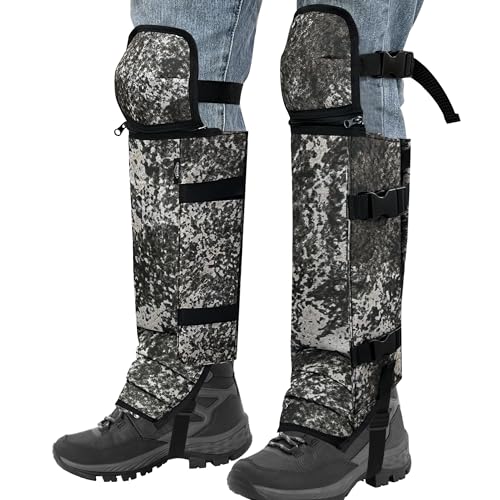 Snake Gaiters Leg Guards, Waterproof Snake Guards, Adjustable Snake Bite Protection for Lower Legs, Snake Chaps for Men&Women Black Camo