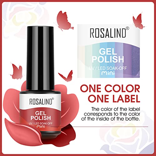 ROSALIND UV Nagellack Shellac Set 4 Farben Gel Nagellack Set Neon Nagellack mit Base Coat Top Coat Mini UV Lampe Für… – Bild 4
