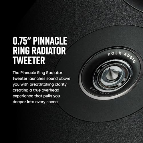 Image of Polk Audio Reserve R900 Height Module, Dolby Atmos Speakers for 3D, Multidimensional Sound, 1 inch Pinnacle Ring Tweeter & 4 inch Turbine Cone Woofer, Hi-Res Certified, IMAX Enhanced, Wall Mountable, Black