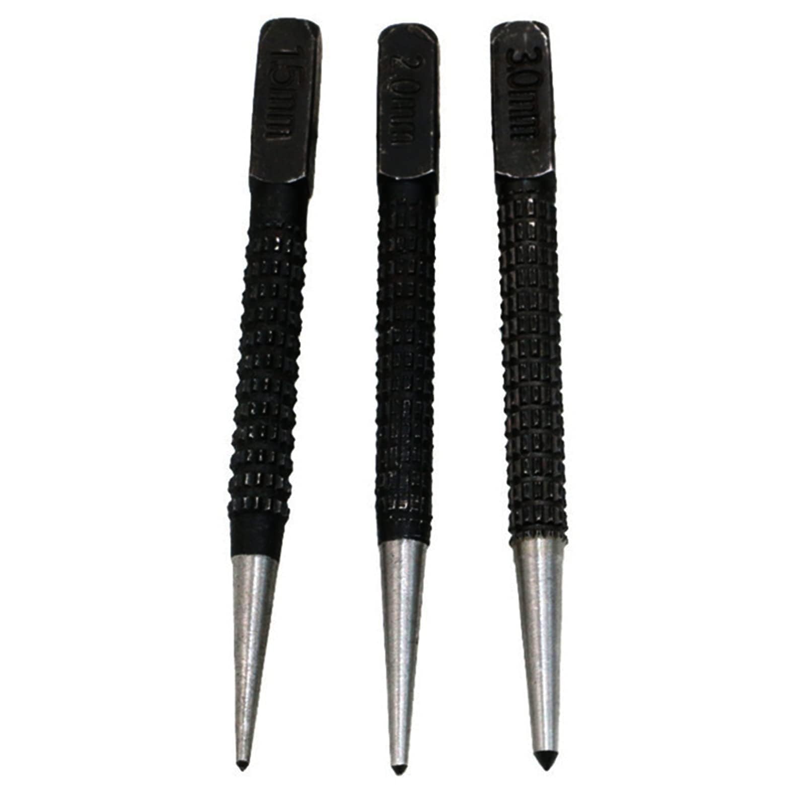3pcs Centre Punch Set,Nail Punch,Center Punch, Nail Punch Set,Positioning Punch Set Drilling Holes for Breaker Puncher, 1/16", 5/64'', 1/9"(1.5mm-3.0mm)