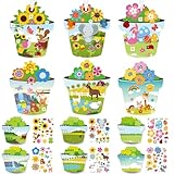Package Includes: you will receive 24 pieces of spring craft kit with stickers in 6 different styles, 4 of each style, comes with ropes for easy hanging and decoration and 3 pieces of printed DIY finished renderings; Sufficient quantity and rich styl...