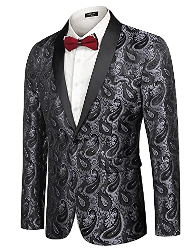 image for COOFANDY Mens Floral Tuxedo Jacket Paisley Shawl Lapel Suit Blazer Jac