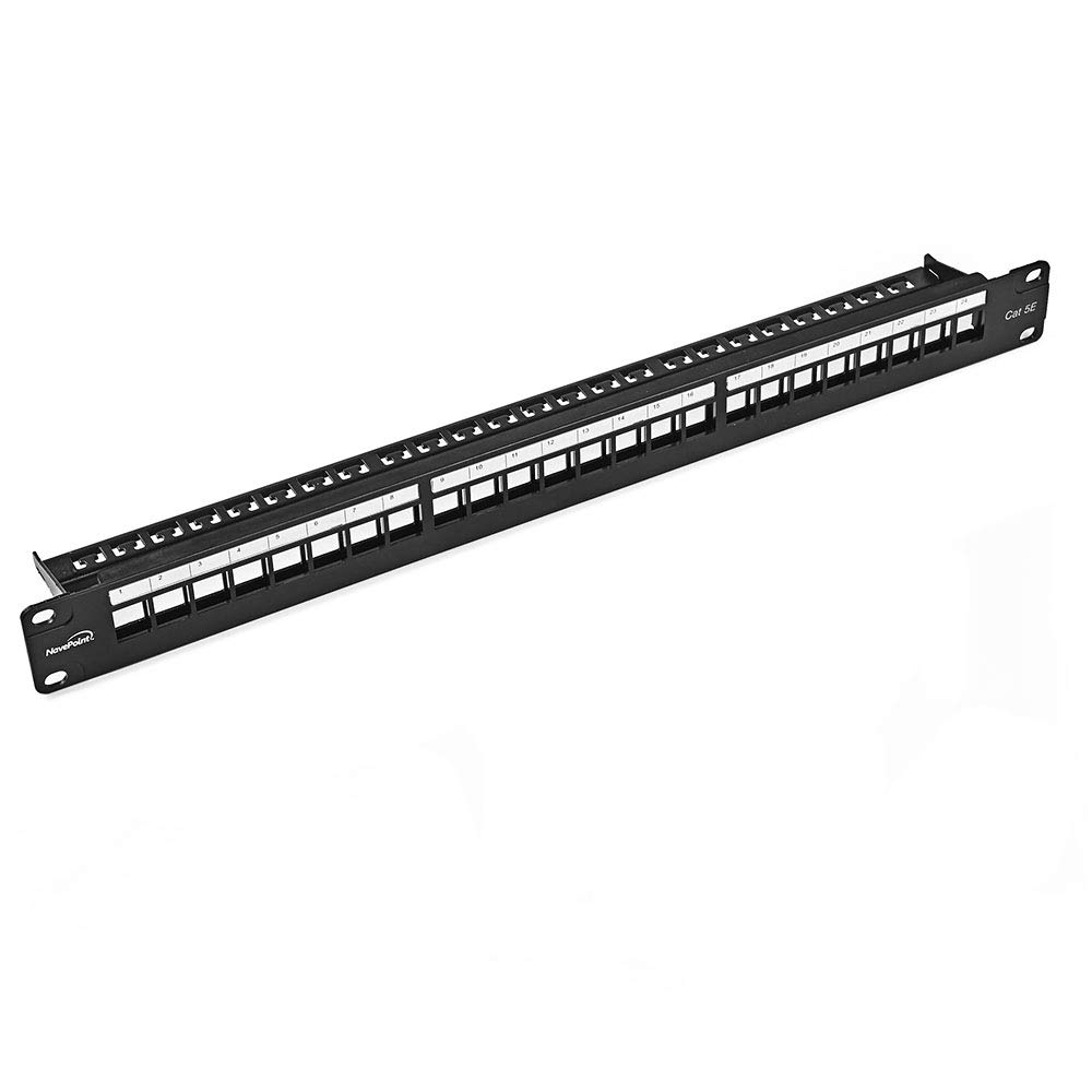 Buy NavePoint 24-Port CAT5e UTP Patch Panel 1U with Keystones, Black ...
