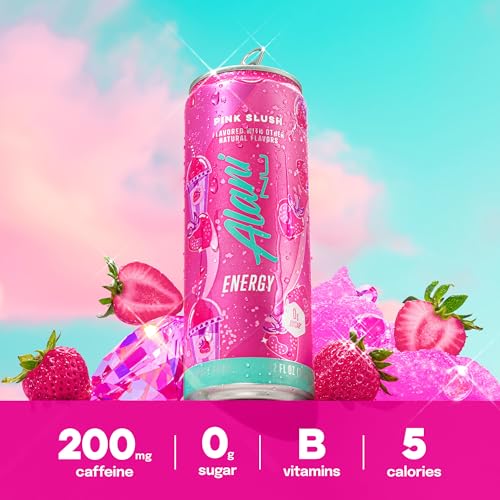Image of Alani Nu PINK SLUSH, Sugar Free, Low Calorie Energy Drinks, 200mg Caffeine, Biotin, B Vitamins, Zero Sugar, 10 Calories, 12 Fl Oz Cans, 12 Pack