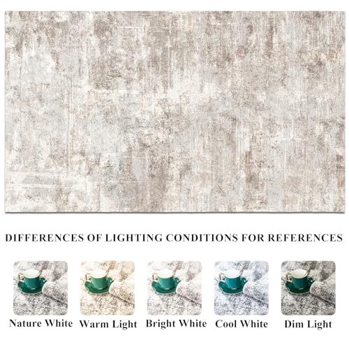Washable Abstract Area Rug 5X7 - Rugs for Living Room Large Non Slip Indoor Entryway Rubber Backing Carpet Bedroom Kitchen Distressed Stain Resistant Floor Decor Mat Machine Washable 5X7 Brown