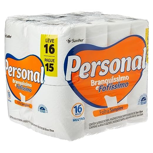 Personal Papel Higiênico Branquíssimo & Fofíssimo Folha Simples Leve 16 Pague 15 Rolos De 30 M