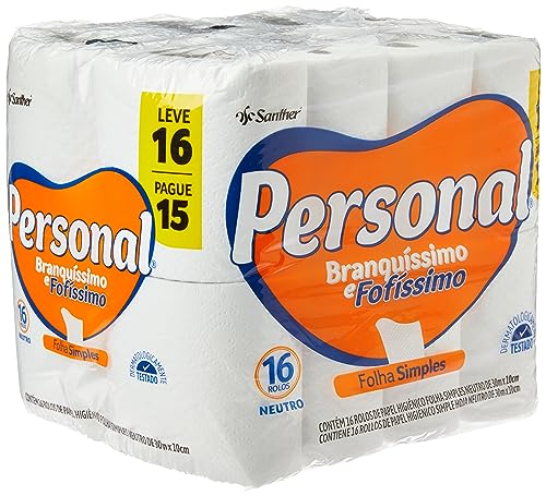 Personal Papel Higiênico Branquíssimo & Fofíssimo Folha Simples Leve 16 Pague 15 Rolos De 30 M