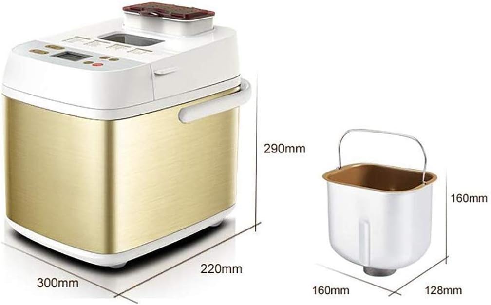 Stainless Steel Bread Machine, Nonstick Ceramic Pan Digital Touch Panel, Reserve，Keep Warm Set
