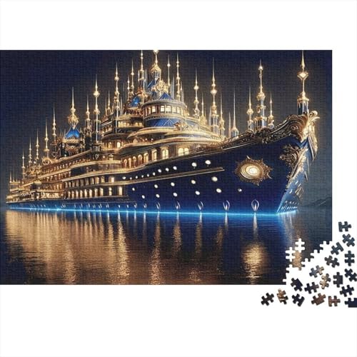 Puzzle de 1000 piezas antiestrés con diseño de barco nocturno para adultos