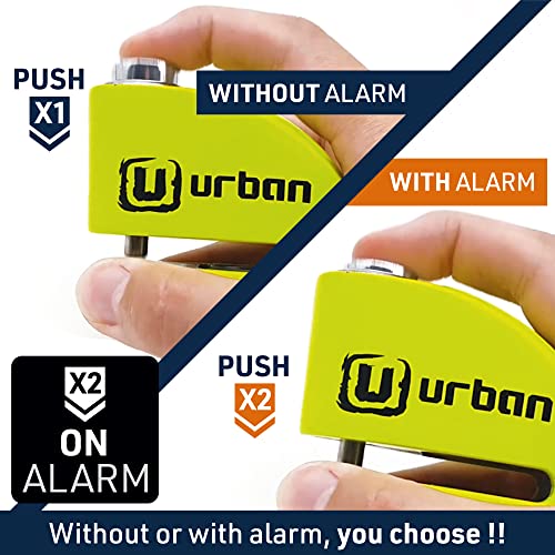 Urban Ur906X Hi-Tech Alarm Disc Lock 120 Db On/Off, Replaceable Module, High-End Waterproof, Longlife Battery, Reminder Cable, Universal Motorbikes, Bicycles, Ebikes, Motorcycle Lock Anti Theft #TOP2