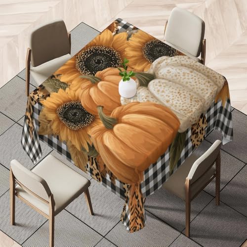 Tizhweqo Mantel Mesa Rectangular Acción de Gracias, Manteles Antimanchas Estilo Campestre, 3D Impresión Mantel Impermeable Lavable para Cocina Salón Comedor, 140x300 cm Q.P1230