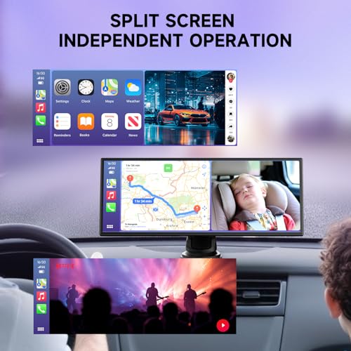 Image of Car Play Screen for Apple CarPlay & Android Auto with Night Vision Baby Monitor Camera, 10.25 inch IPS HD Screen with OTA Update, Mirror Link, Bluetooth 5.2, Voice Control, Music Play, GPS Navigation, FM