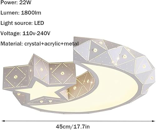 Miniatura 7 de Lámpara de techo LED moderna para habitación de niños, lámpara de techo de estrella blanca y luna, iluminación interior para sala de estar, cocina,
