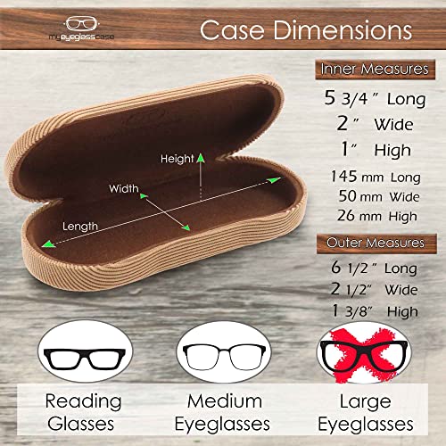 Hard Eyeglass Case Corduroy Beige Glasses Case Holder | Small Sunglasses Case With Brown Microfiber Pouch & Cloth (As166L Corduroy Beige) #TOP3