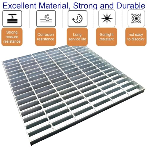 Image of Galvanized Steel Drain Grate, Driveway Channel Cover 24x24 in