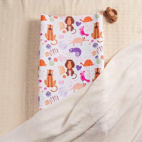 Image of Baby Changing Pad Cover, Changing Table Cover for Girls Boys, Ultra Soft Breathable, 2 Pack Animal Graffiti & dot Printing