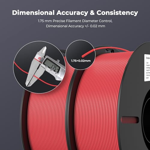 Image of Creality PLA Filament 1.75mm Bundle 2KG, High Precision + /-0.02mm 3D Printer Filament, Consistent Extrusion, Smooth Printing, 2 Pack 1KG Spool,Fits for Most FDM 3D Printers(Red*2)