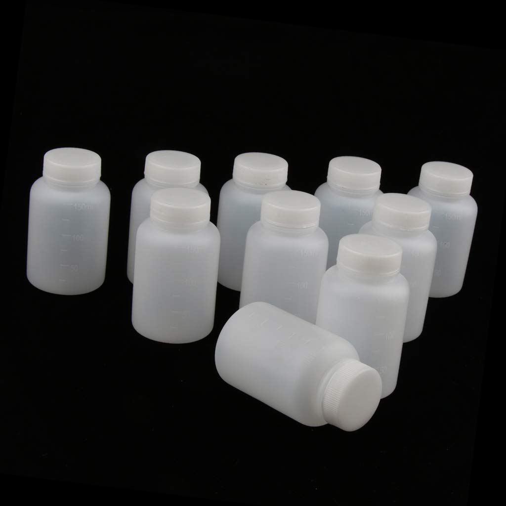 10 bottiglie di plastica vuote graduate per laboratorio chimico, 150 ml