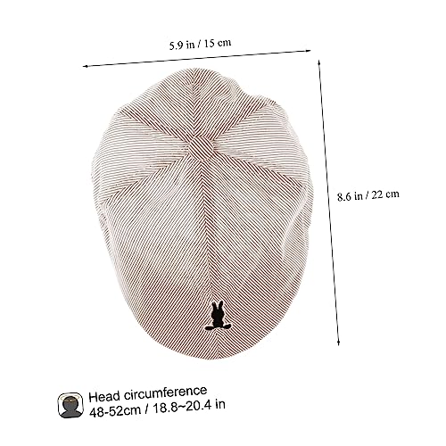Kids Striped Bunny Beret Hat Toddler Beret for Baby Cute Rabbit Design Comfortable Cotton Blend for Boys and Girls for Outdoor Activities Beige2