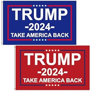 Trump 2024 Flag 3×5 Outdoor Take America Back Flag 2 Pack Premium Polyester Trump Flags 2024 with Brass Grommets for Outdoor Indoor Room Wall