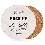 Coasters for Drinks 8-Piece Funny Absorbent Stone Ceramic Coasters Set - White Marble Style Coaster for Drink with Cork Backing, Protect Your Furniture From Spills, Scratches, Water Rings and Damage