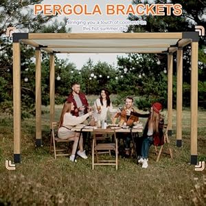   SKYSEN-Pergola-Bracket-Kit-Wood-Gazebo-Brackets-Kit-3-Way-and-4-Way-Right-Angle-Corner-Bracket-for-4X-4-Actual-356-X-356-Lumber-with-Post-Base-Kit-Blackpb-3t-4t-6d