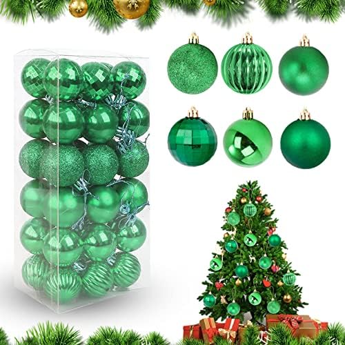 Feliciay 36pcs Christmas Ball Baubles Assorted Pendant Shatterproof Ornament Set Xmas Tree Decorations Hanging Decoration Seasonal Holiday Wedding Party Decorative Pendants (Red, 4 cm)