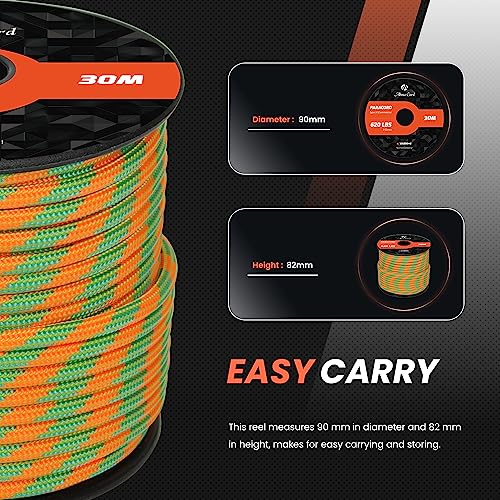 Abma Cord Paracord 620 lbs 4mm 9 Strands 100% Nylon 30M - Spring, Multi Color-spring, 30 Meters - Image 2