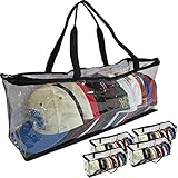 Evelots Sport/Trucker Cap Bag-80 Hats-Easy Zipper-Handles-Clear-Dust Proof-Set/4