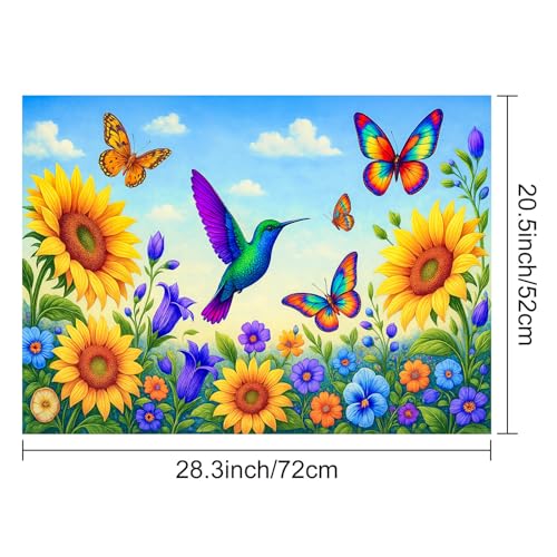 Image of HOMETITUTE Hummingbird Sunflower Stove Top Cover 28x20 Heat Resistant