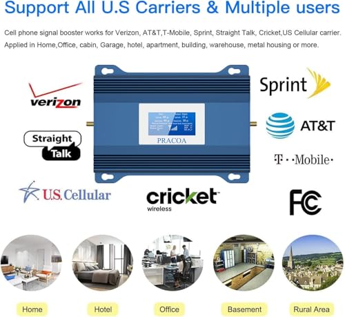 Image of Verizon Cell Phone Signal Booster T Mobile Cell Booster AT&T Cell Signal Booster 5G 4G LTE 3G Cricket US Cellular Sprint Verizon Cell Phone Booster for All US Carriers for Band 2 /4 /5 /12 /13 /17 /25 /66