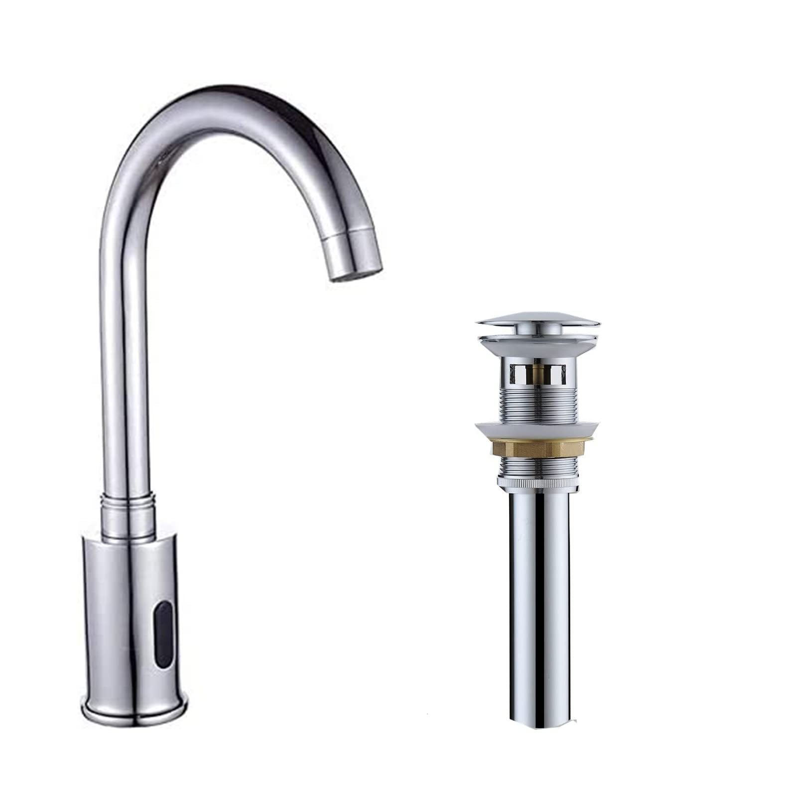 Nfusrxmbk Automatic Faucet Chrome Touchless Kitchen Faucet Touch- Electric Pop Up Drain Stopper With Overflow Chrome Baisn Sink Lavatory Vanity Bathroom Sink Drain Sink Stopper