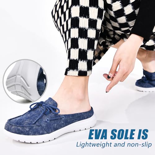 Buyrew Mules for Women Slip on Shoes Comfortable Knit Canvas Walking Flats with Arch Support Breathable Clogs House Slippers3