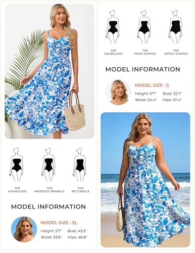 Image of GRACE KARIN Womens Maxi Floral Sundresses Summer Beach Boho Dress Spaghetti Strap Dresses Casual Fashion Clothes with Pockets
