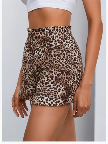 Image of MakeMeChic Women's Gingham Ruffle Lounge Shorts Elastic High Waist Pajamas Boxer Shorts