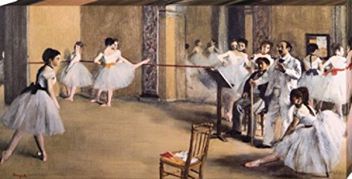 1art1 Edgar Degas Poster Stampa Artistica su Tela Il Foyer di Danza al Teatro Dell'Opera sulla Rue Le Peletier, 1872 Quadro da Parete sulla Barella | Murale XXL | Immagine 100x50 cm