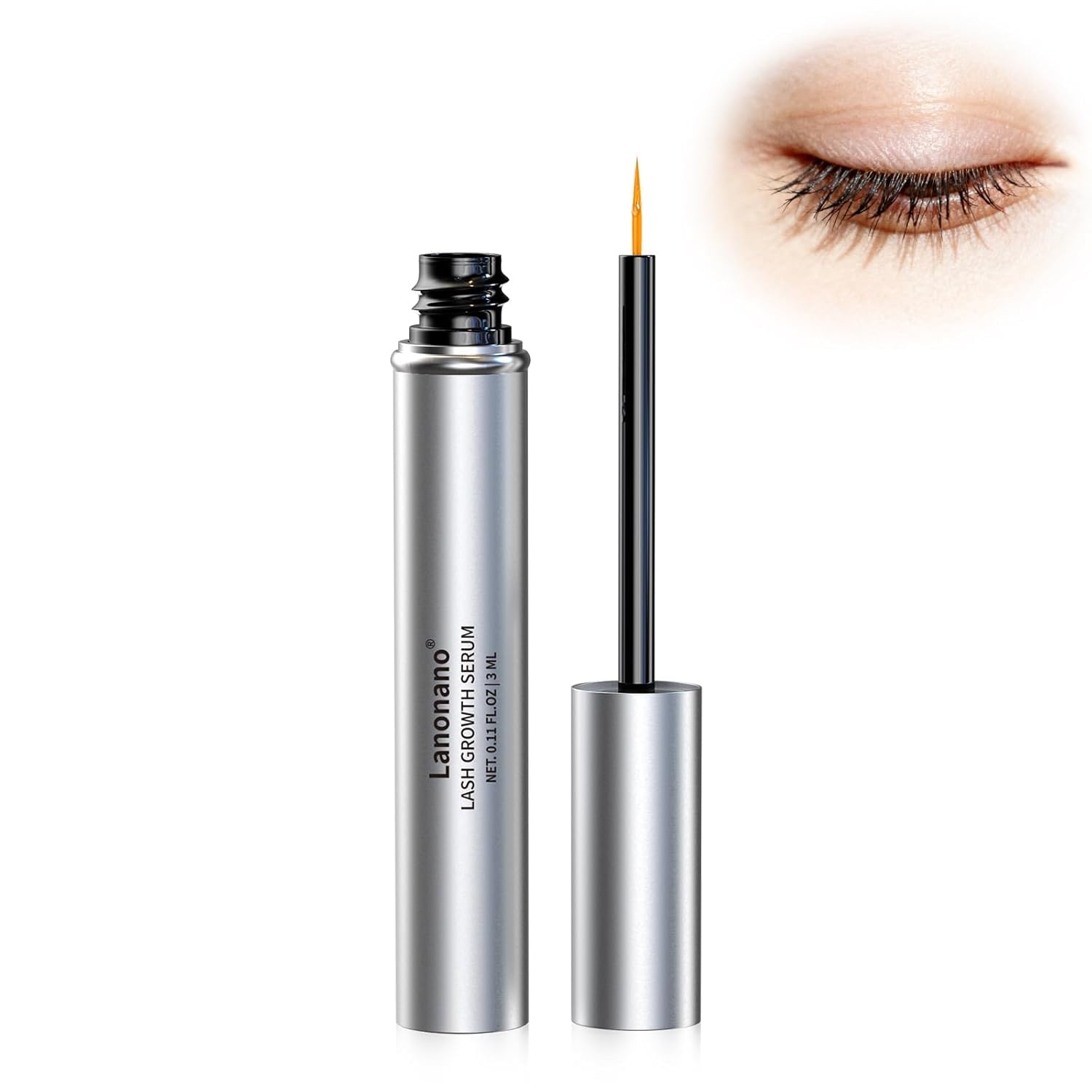 Lash Serum, Eyelash Growth Serum for Longer, Fuller Looking Lashes Silver