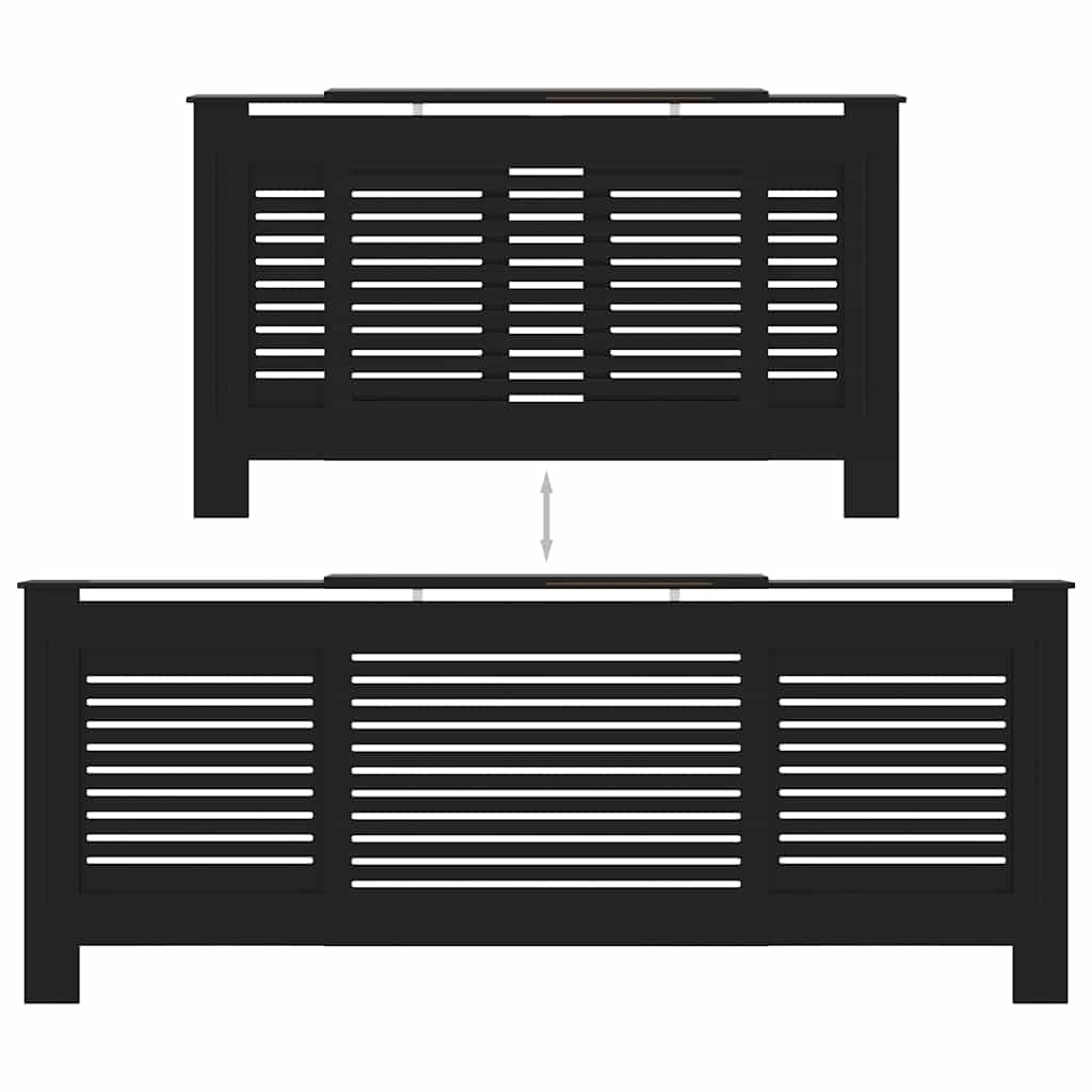 vidaXL Heizkörperverkleidung Lattenrost-Design Heizungsabdeckung Heizungsverkleidung Heizkörperabdeckung Heizung Abdeckung Heizkörper MDF Schwarz 205cm